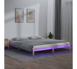 Cadru de pat cu led king size 5ft, 150x200 cm, lemn masiv