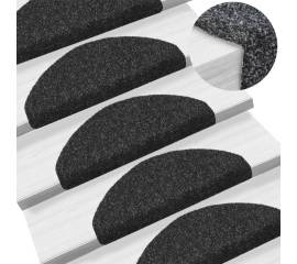 Covorașe scări autoadezive, 10 buc., negru, 65x21x4 cm, punch