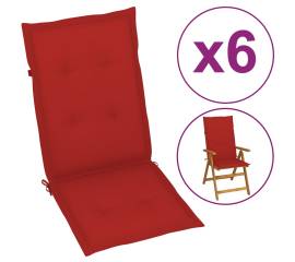 Perne pentru scaun de grădină, 6 buc., roșu, 120 x 50 x 4 cm
