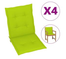 Perne scaun de grădină, 4 buc., verde aprins, 100 x 50 x 4 cm