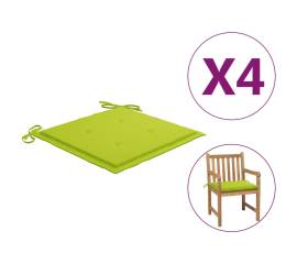 Perne scaun de grădină, 4 buc, verde aprins, 50x50x3 cm, textil