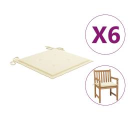 Perne scaun de grădină, 6 buc., crem, 50x50x3 cm, textil
