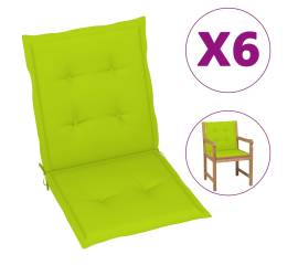 Perne scaun de grădină, 6 buc., verde aprins, 100x50x4 cm