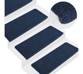 Covorașe scări autoadezive, 15 buc., albastru, 65x28 cm