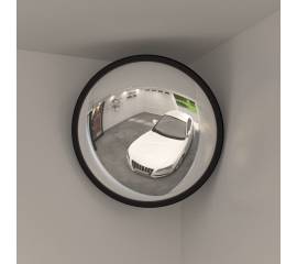Oglindă de trafic convexă de interior, negru, Ø40 cm, acril