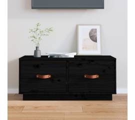 Comodă tv, negru, 80x34x35 cm, lemn masiv de pin
