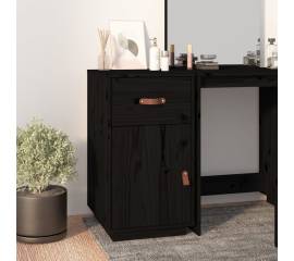 Dulap de birou, negru, 40x50x75 cm, lemn masiv de pin