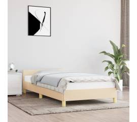 Cadru de pat cu tăblie, crem, 100x200 cm, textil