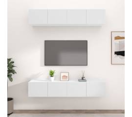 Comode tv, 4 buc., alb, 80x30x30 cm, lemn compozit