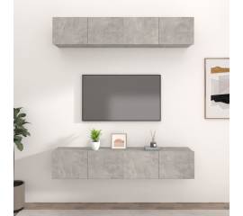 Comode tv, 4 buc., gri beton, 80x30x30 cm, lemn compozit