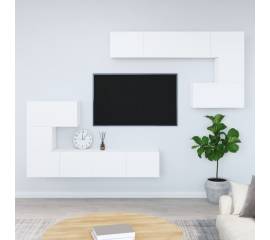 Dulap tv montat pe perete, alb, lemn prelucrat