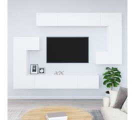 Dulap tv montat pe perete, alb, lemn prelucrat