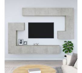 Dulap tv montat pe perete, gri beton, lemn prelucrat