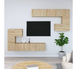 Dulap tv montat pe perete, stejar sonoma, lemn prelucrat