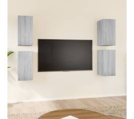 Comode tv, 4 buc., gri sonoma, 30,5x30x60 cm, lemn prelucrat