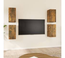 Comode tv, 4 buc., stejar fumuriu, 30,5x30x60 cm lemn prelucrat