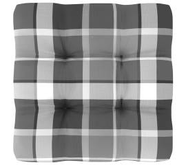 Pernă canapea din paleți, gri, model carouri, 50x50x12 cm