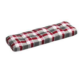 Pernă canapea din paleți, roșu în carouri, 120x40x10 cm