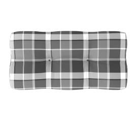 Pernă pentru canapea din paleți, gri carouri, 80 x 40 x 12 cm