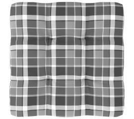 Pernă pentru canapea din paleți, gri carouri, 80 x 80 x 12 cm