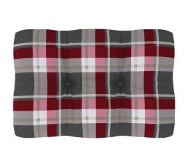 Pernă pentru canapea din paleți, roșu carouri, 60 x 40 x 12 cm