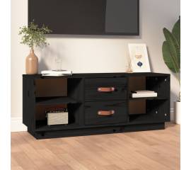 Comodă tv, negru, 100x34x40 cm, lemn masiv de pin