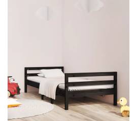 Cadru de pat, negru, 90x190 cm, lemn masiv de pin