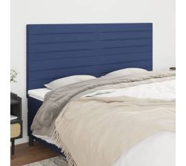 Tăblii de pat, 4 buc, albastru, 90x5x78/88 cm, textil