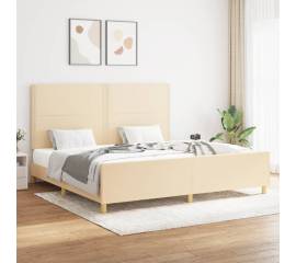 Cadru de pat cu tăblie, crem, 200x200 cm, textil