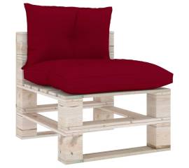Perne de canapea din paleți, 2 buc., roșu vin, material textil