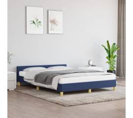 Cadru de pat cu tăblie, albastru, 140x200 cm, textil