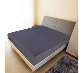 Cearșaf de pat cu elastic, 2 buc., antracit, 100x200 cm, bumbac