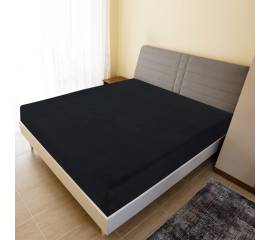Cearșaf de pat cu elastic, negru, 140x200 cm, bumbac