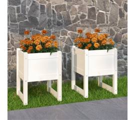 Jardiniere, 2 buc., alb, 40x40x52,5 cm, lemn masiv de pin