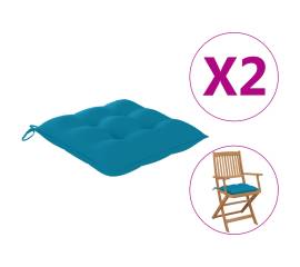 Perne de scaun, 2 buc., albastru deschis, 40 x 40 x 7 cm, textil