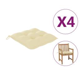 Perne de scaun, 4 buc., alb crem, 50x50x7 cm, material textil
