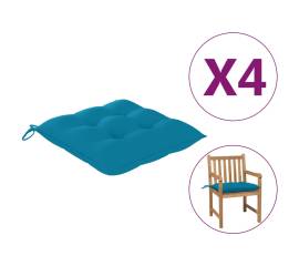 Perne de scaun, 4 buc., albastru deschis, 40x40x7 cm, textil