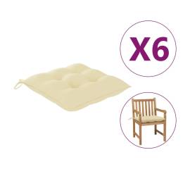 Perne de scaun, 6 buc., alb crem, 50x50x7 cm, material textil