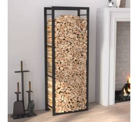 Rastel pentru lemne de foc, negru mat, 50x28x132 cm, oțel