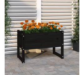 Jardinieră, negru, 78x40x52 cm, lemn masiv de pin