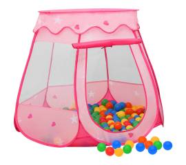 Cort de joacă pentru copii cu 250 bile, roz, 102x102x82 cm