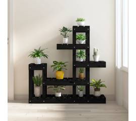 Suport pentru plante, negru,92x25x97 cm, lemn masiv de pin