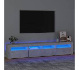 Comodă tv cu lumini led, gri beton, 210x35x40 cm