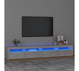 Comodă tv cu lumini led, gri beton, 240x35x40 cm