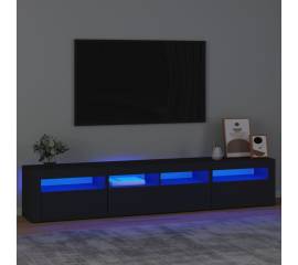 Dulap tv cu lumini led, negru, 210x35x40 cm