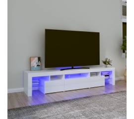 Comodă tv cu lumini led, alb extralucios, 200x36,5x40 cm