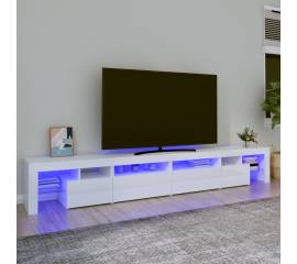 Comodă tv cu lumini led, alb extralucios, 280x36,5x40cm