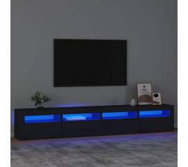 Comodă tv cu lumini led, negru, 240x35x40cm