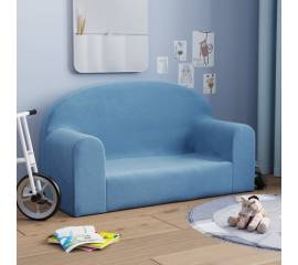 Canapea pentru copii cu 2 locuri, albastru, pluș moale