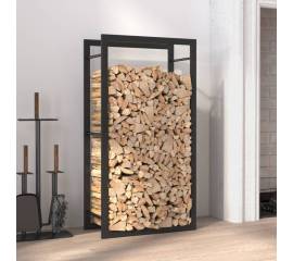 Suport pentru lemne de foc, negru mat, 50x28x94 cm oțel